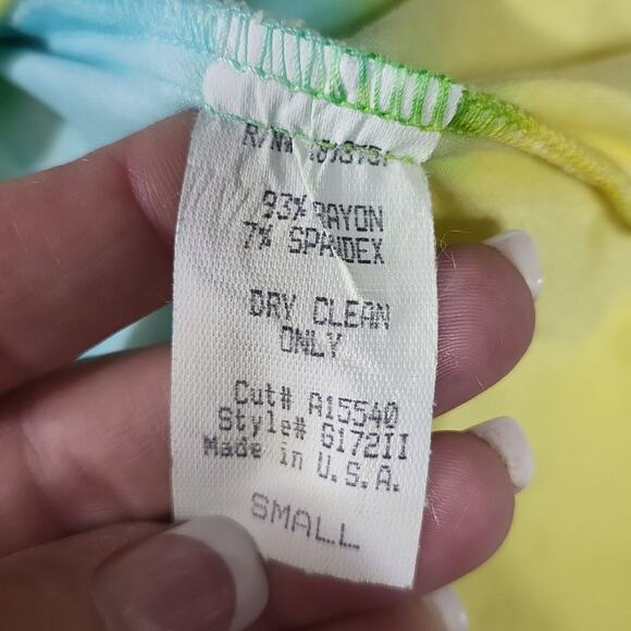 Sky Yellow and Light Blue Tie-Die Strapless Tank Top - Picture 7 of 7